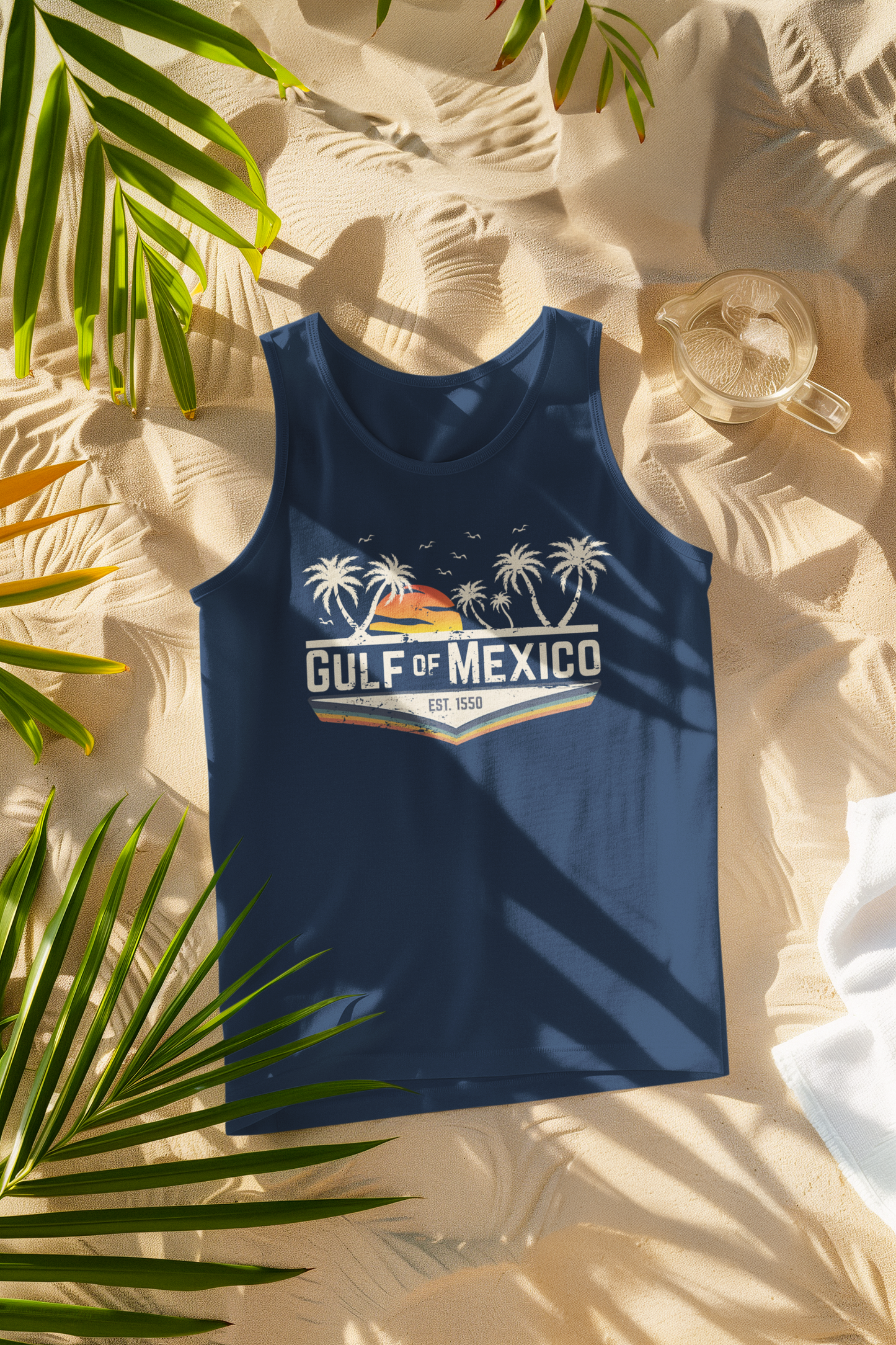 Gulf of Mexico Retro Palm Comfort Colors Tank Top