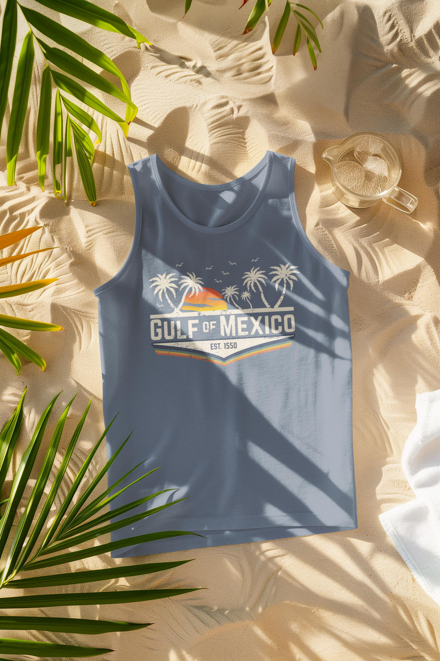 Gulf of Mexico Retro Palm Comfort Colors Tank Top