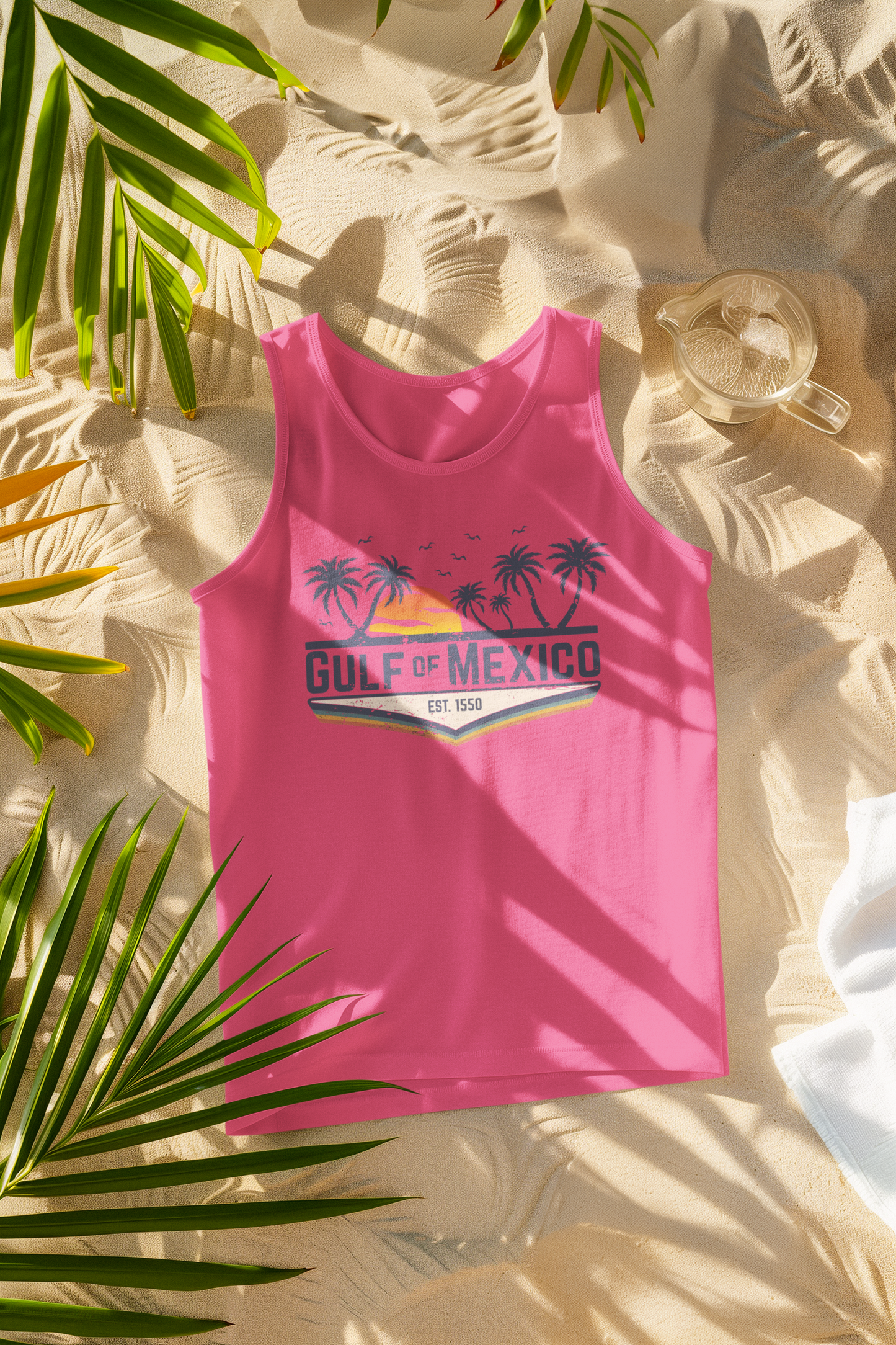 Gulf of Mexico Retro Palm Comfort Colors Tank Top