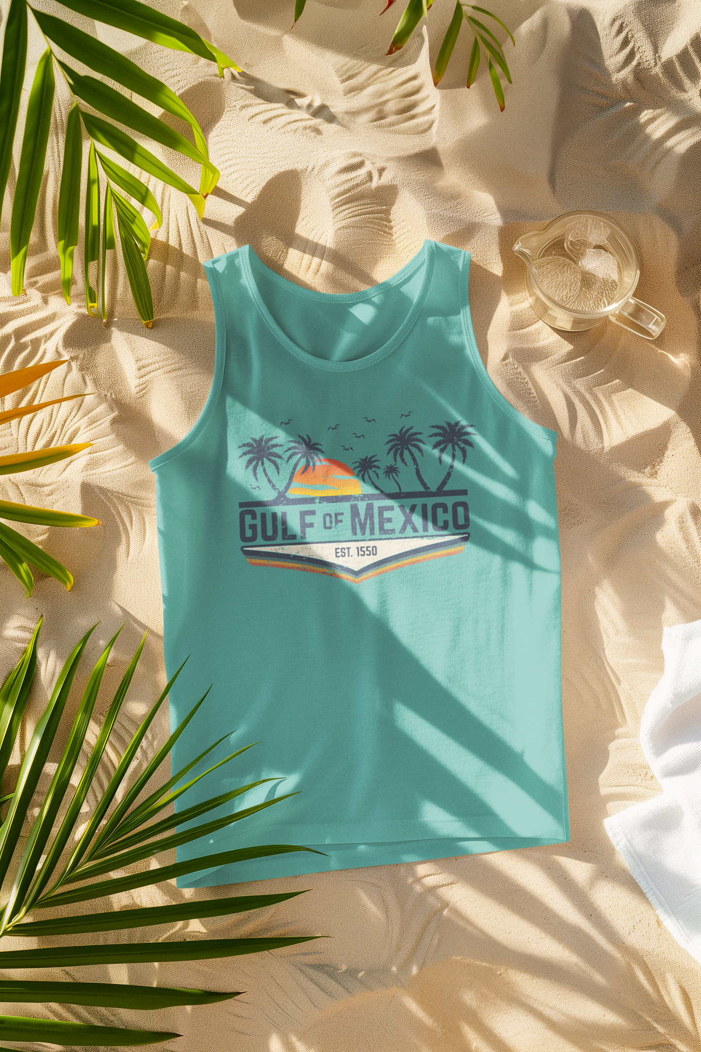 Gulf of Mexico Retro Palm Comfort Colors Tank Top