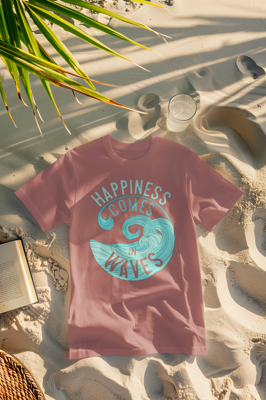 Happiness Comes in Waves Surfer Comfort Colors T-Shirt
