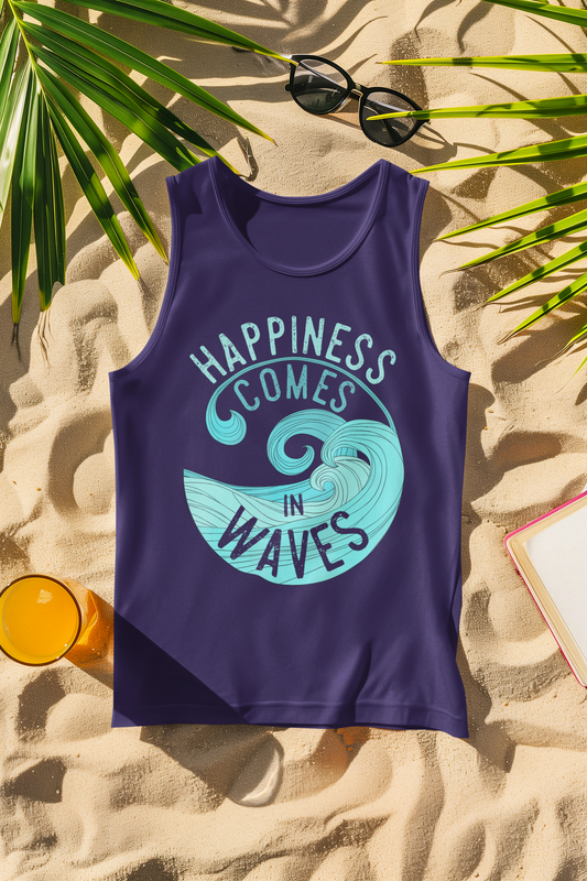 Happiness Comes in Waves Surfer Comfort Colors Tank Top