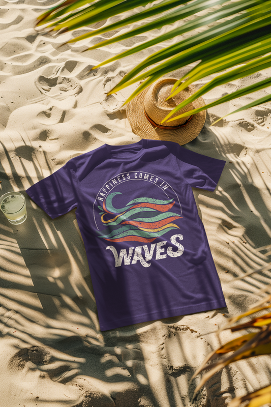 Happiness Comes in Waves Retro Comfort Colors T-Shirt
