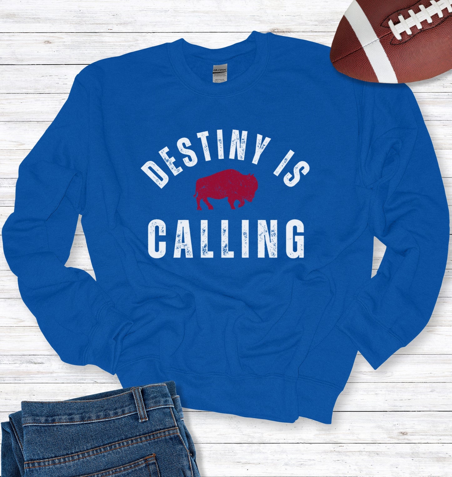 Vintage Distressed "Destiny is Calling" Crew Neck Sweatshirt