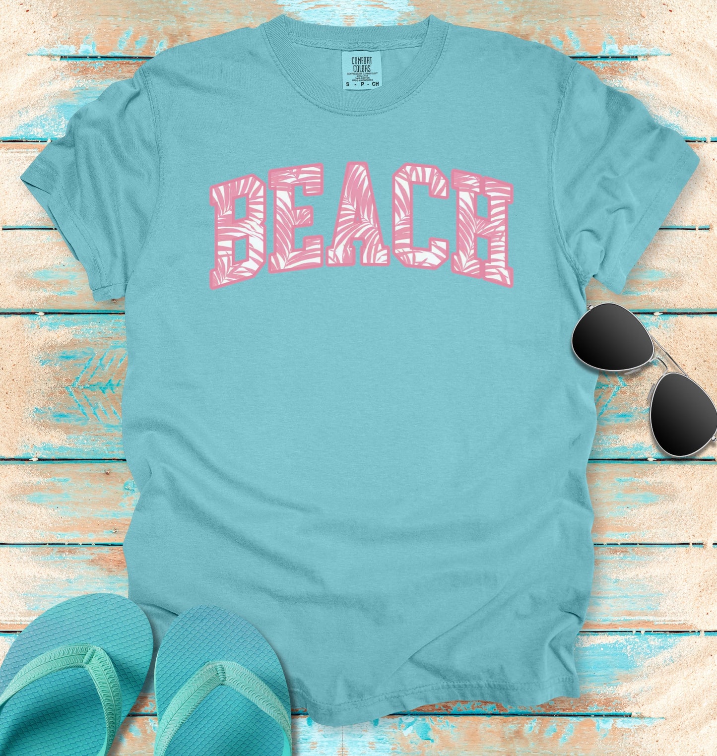 Pink Tropical Palms BEACH T-shirt