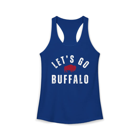 Vintage Distressed Style "Let's Go Buffalo" Women's Racerback Tanktop