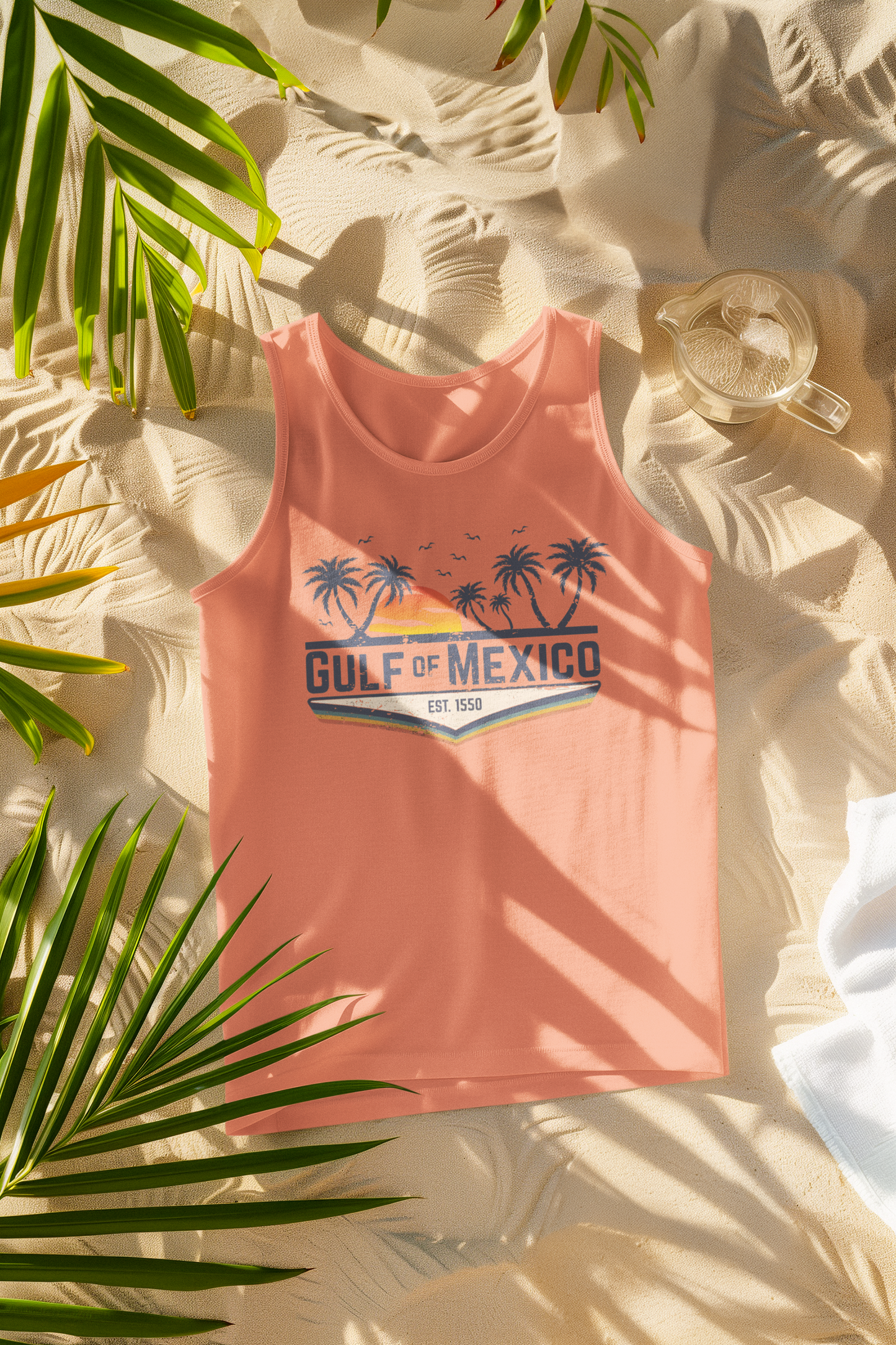 Gulf of Mexico Retro Palm Comfort Colors Tank Top