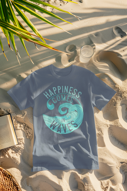 Happiness Comes in Waves Surfer Comfort Colors T-Shirt