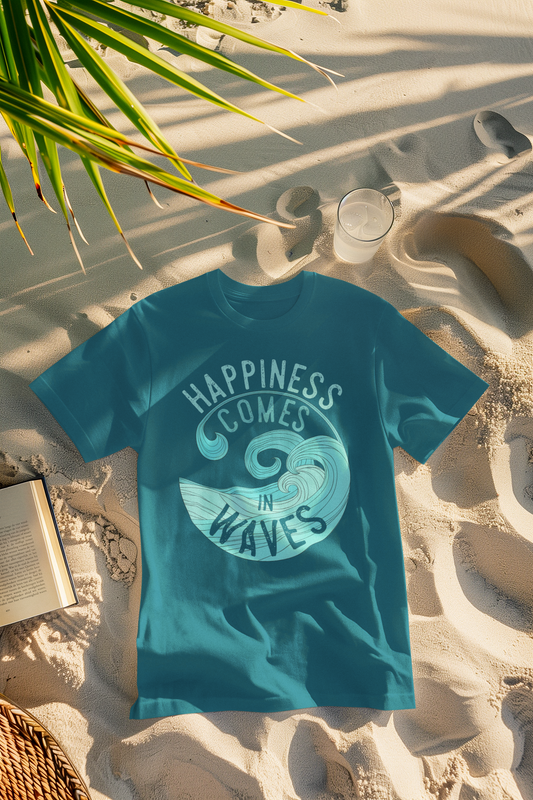 Happiness Comes in Waves Surfer Comfort Colors T-Shirt