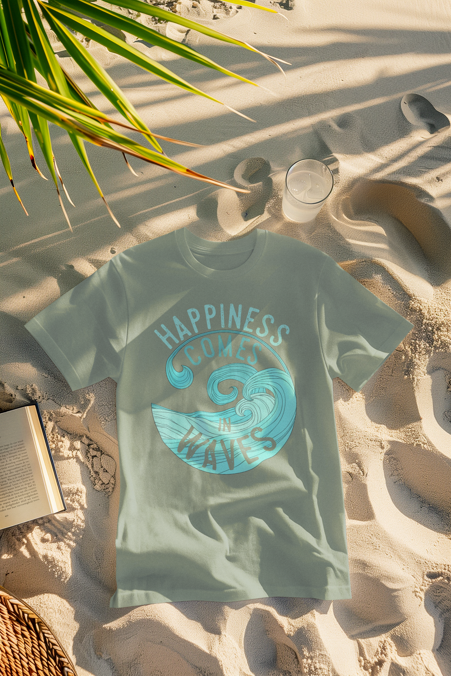 Happiness Comes in Waves Surfer Comfort Colors T-Shirt