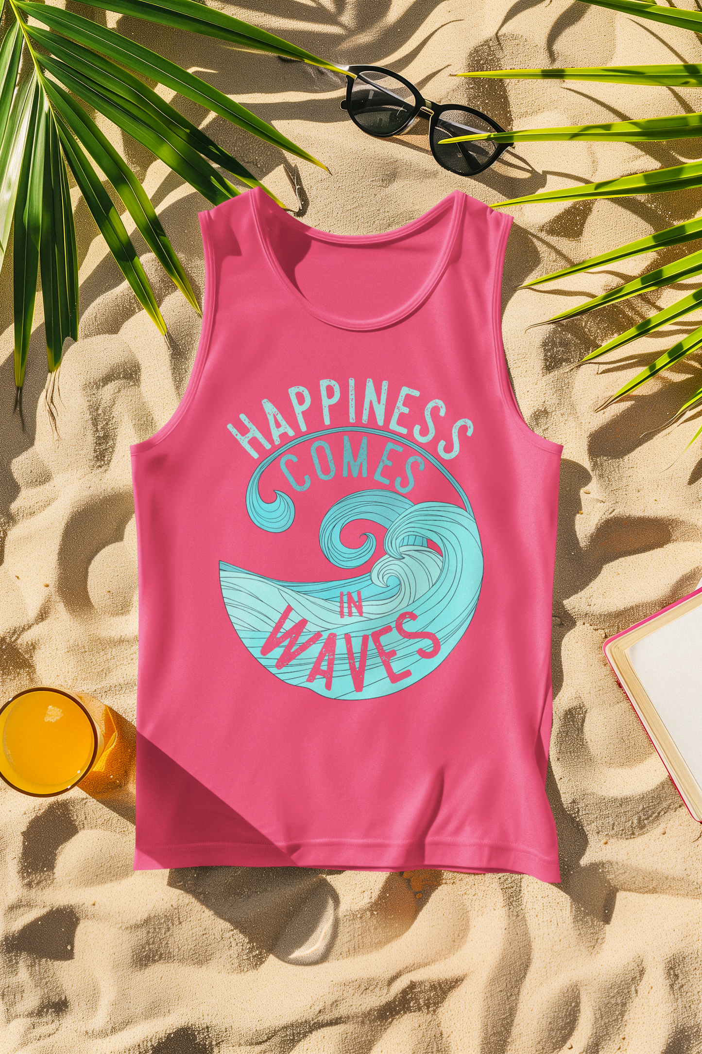Happiness Comes in Waves Surfer Comfort Colors Tank Top