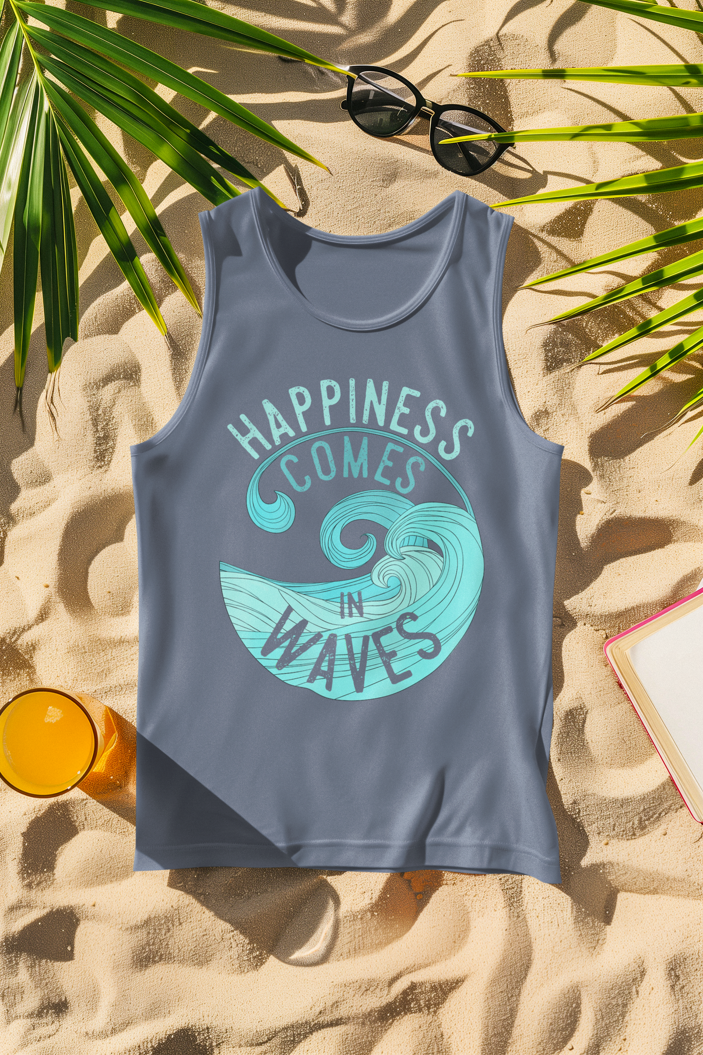 Happiness Comes in Waves Surfer Comfort Colors Tank Top
