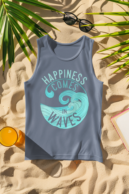 Happiness Comes in Waves Surfer Comfort Colors Tank Top
