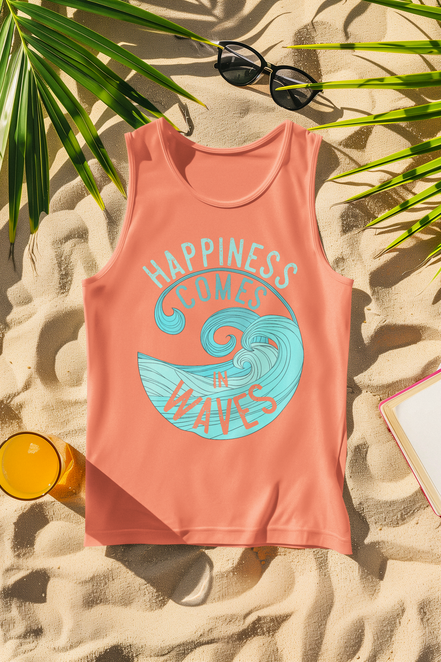 Happiness Comes in Waves Surfer Comfort Colors Tank Top