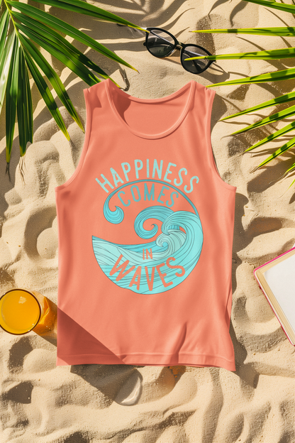 Happiness Comes in Waves Surfer Comfort Colors Tank Top