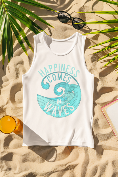 Happiness Comes in Waves Surfer Comfort Colors Tank Top