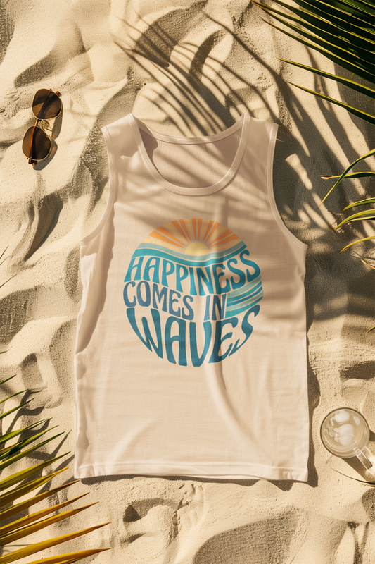 Happiness Comes in Waves Sun Vibe Comfort Colors Tank Top