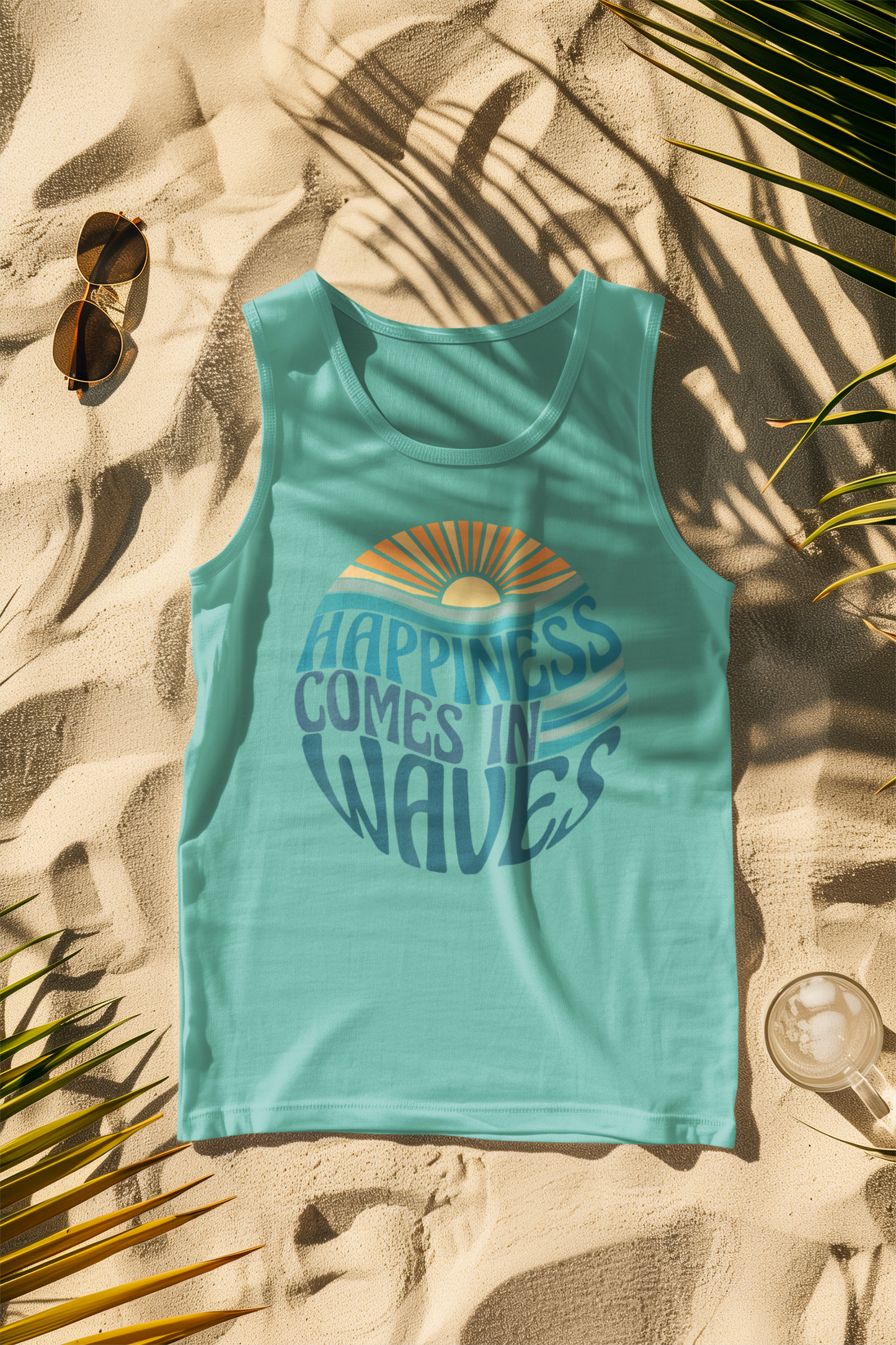 Happiness Comes in Waves Sun Vibe Comfort Colors Tank Top