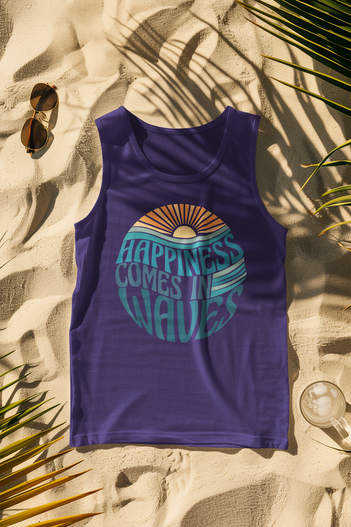 Happiness Comes in Waves Sun Vibe Comfort Colors Tank Top