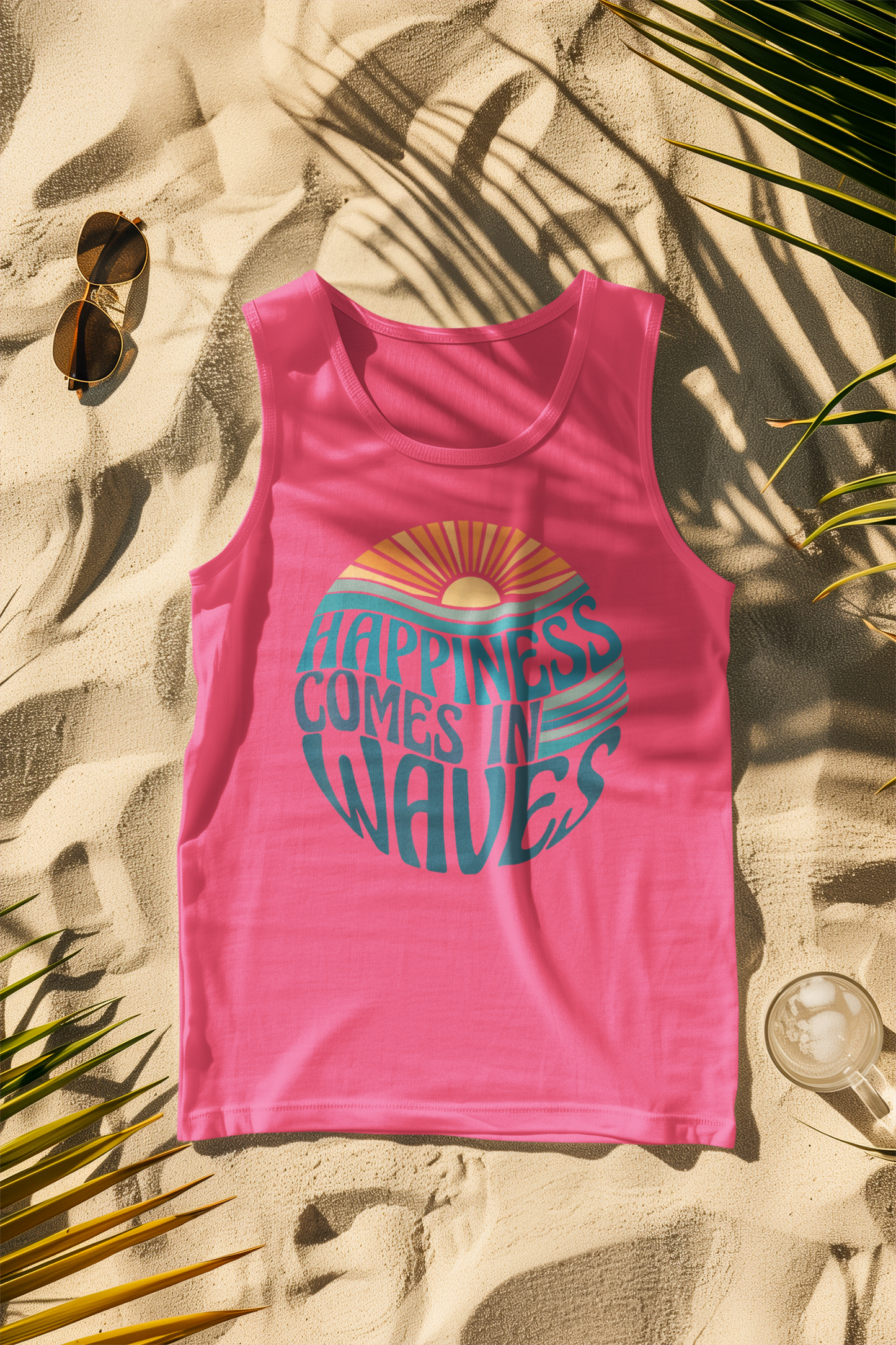 Happiness Comes in Waves Sun Vibe Comfort Colors Tank Top