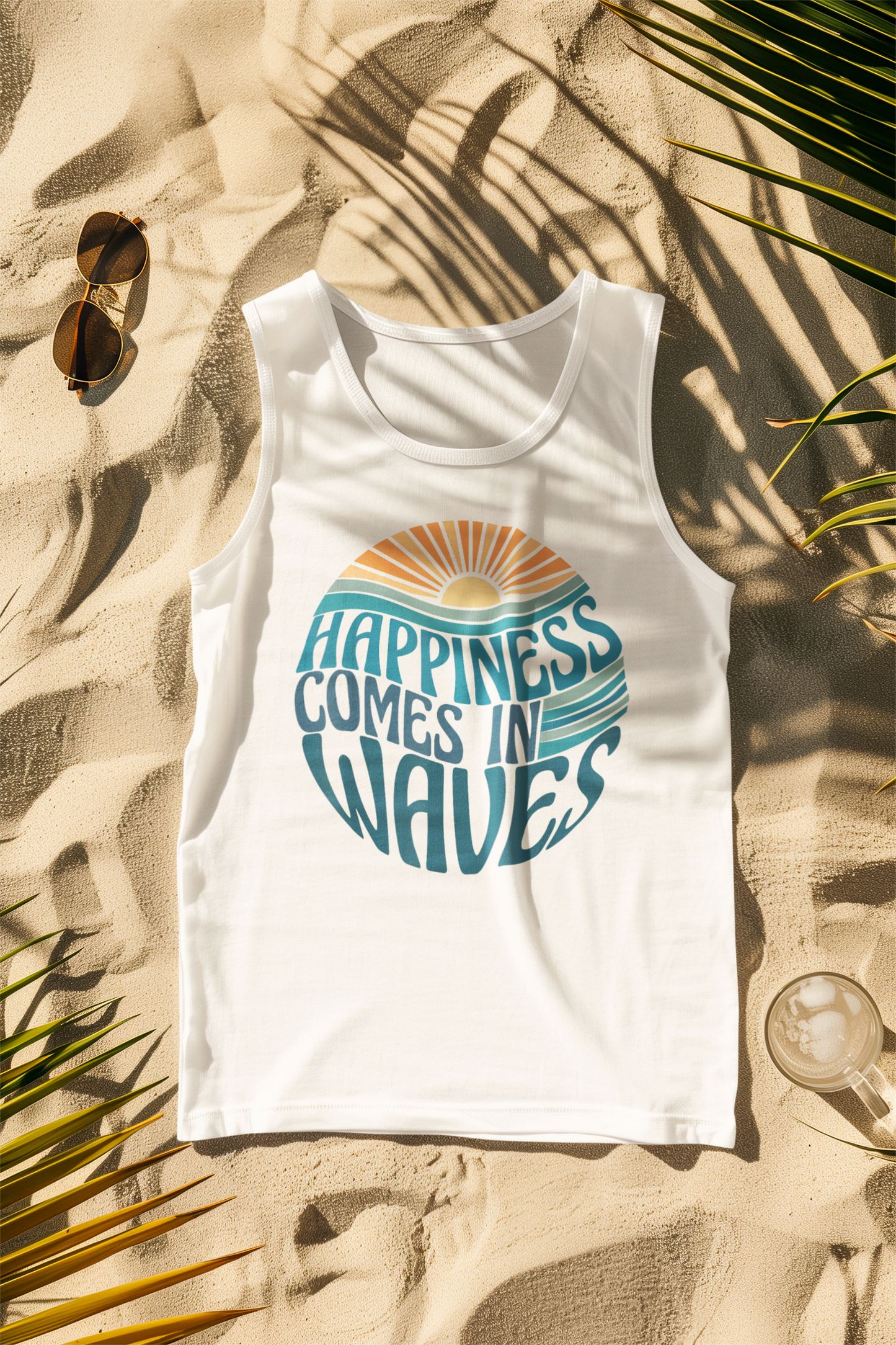 Happiness Comes in Waves Sun Vibe Comfort Colors Tank Top