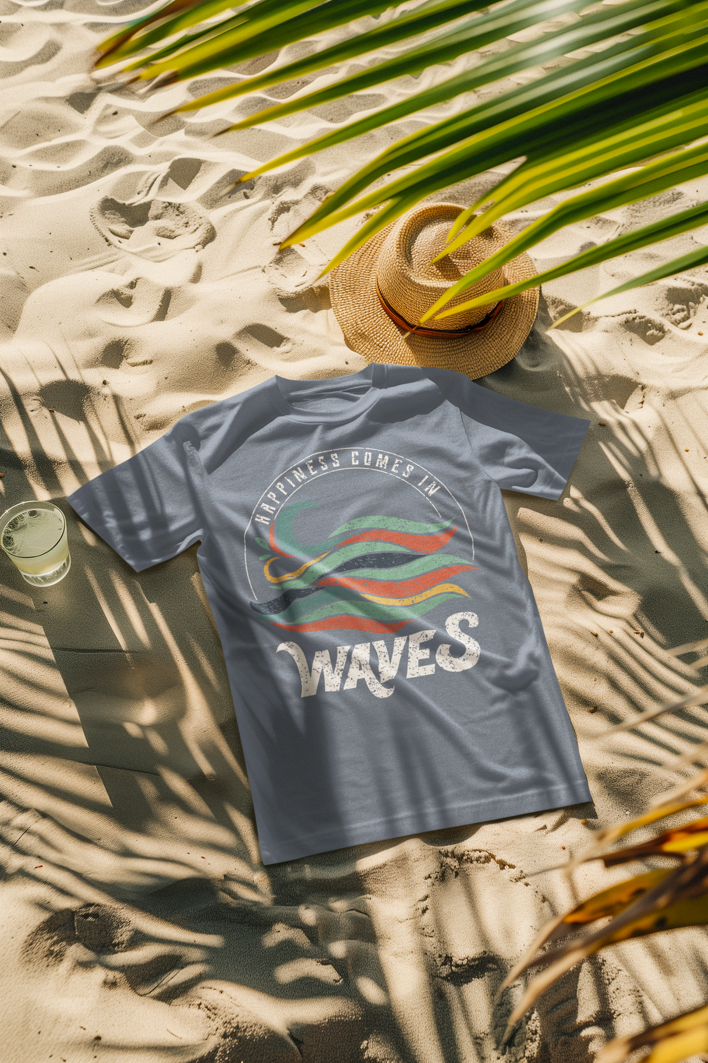 Happiness Comes in Waves Retro Comfort Colors T-Shirt
