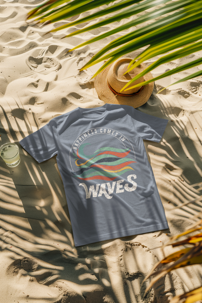 Happiness Comes in Waves Retro Comfort Colors T-Shirt
