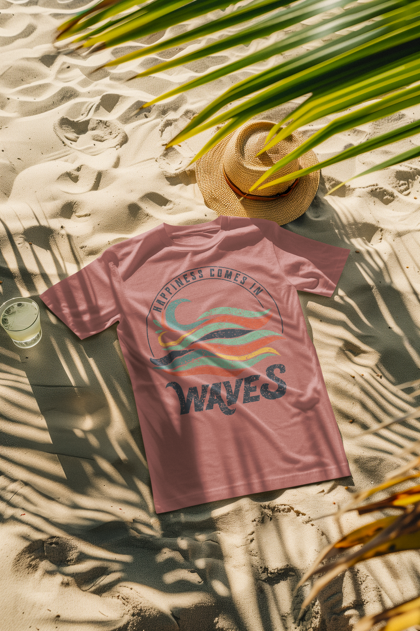 Happiness Comes in Waves Retro Comfort Colors T-Shirt