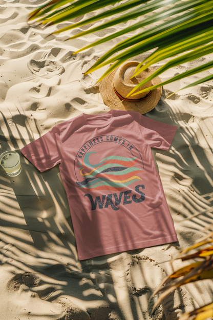 Happiness Comes in Waves Retro Comfort Colors T-Shirt