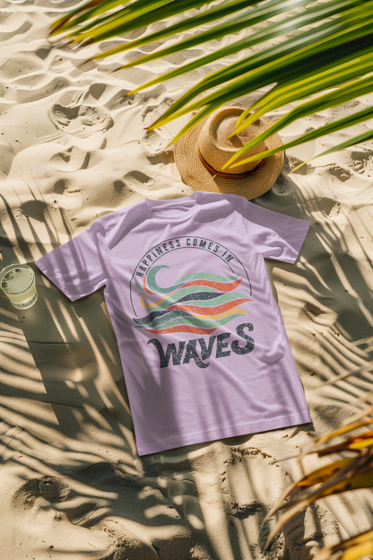 Happiness Comes in Waves Retro Comfort Colors T-Shirt