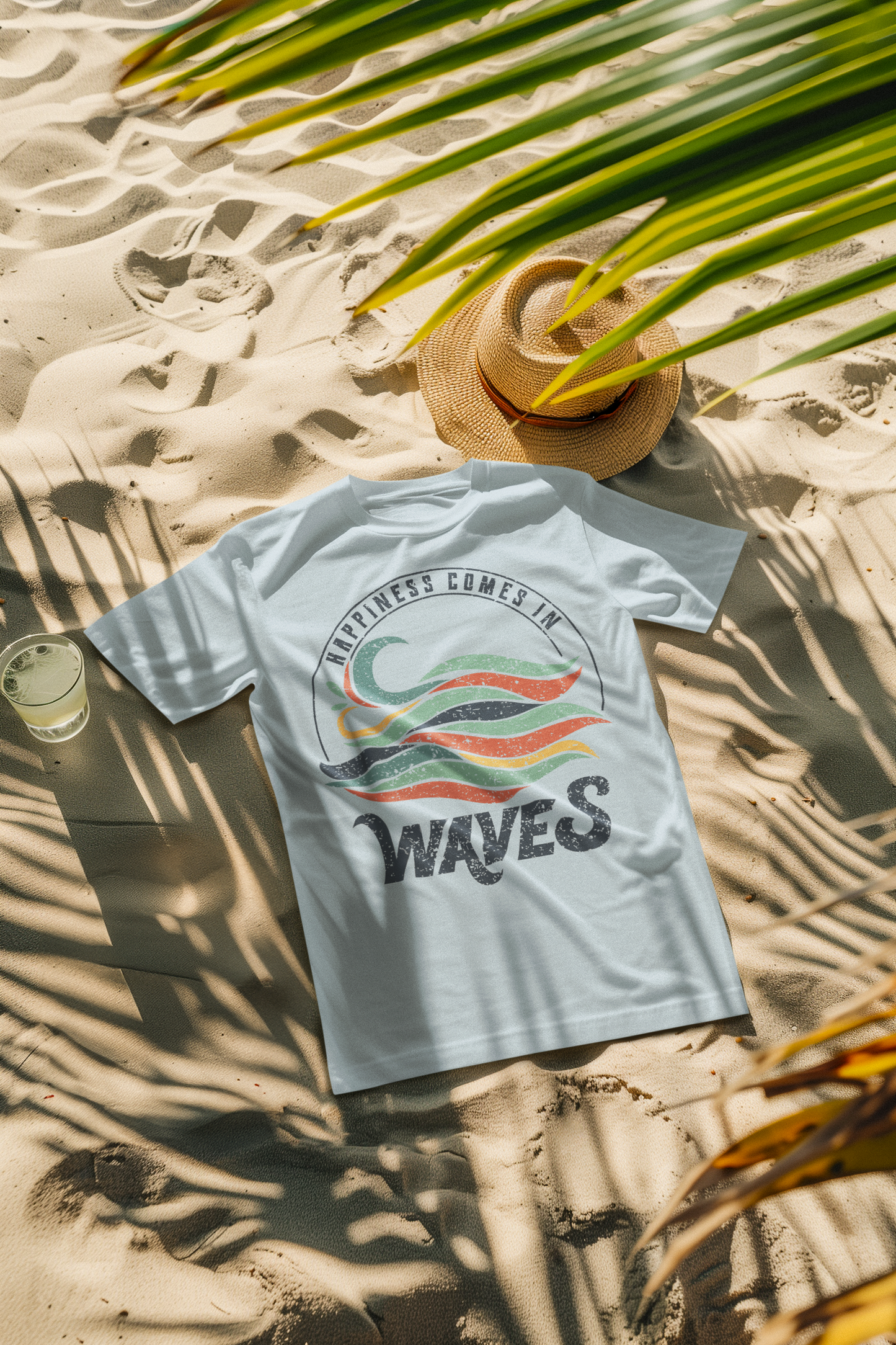 Happiness Comes in Waves Retro Comfort Colors T-Shirt