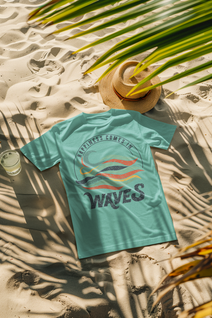 Happiness Comes in Waves Retro Comfort Colors T-Shirt