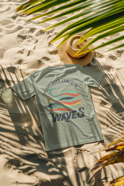 Happiness Comes in Waves Retro Comfort Colors T-Shirt