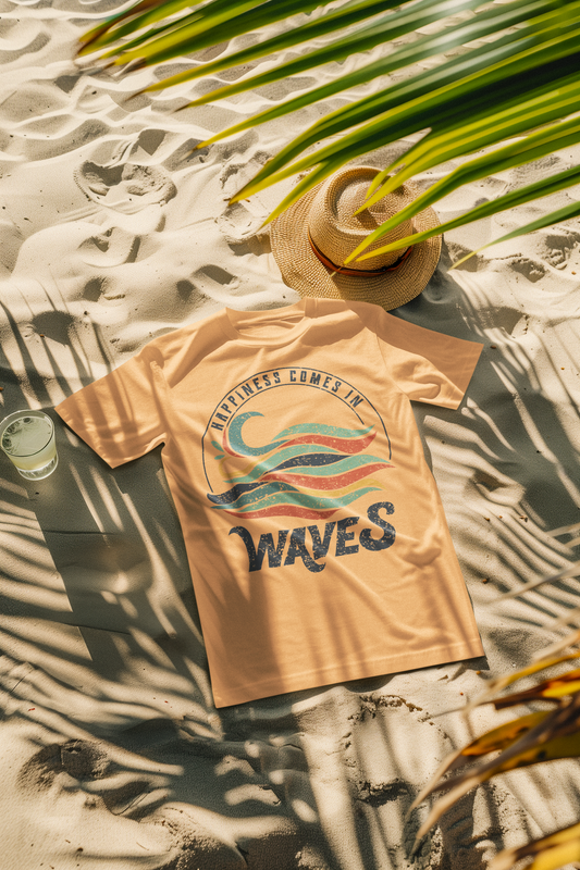 Happiness Comes in Waves Retro Comfort Colors T-Shirt