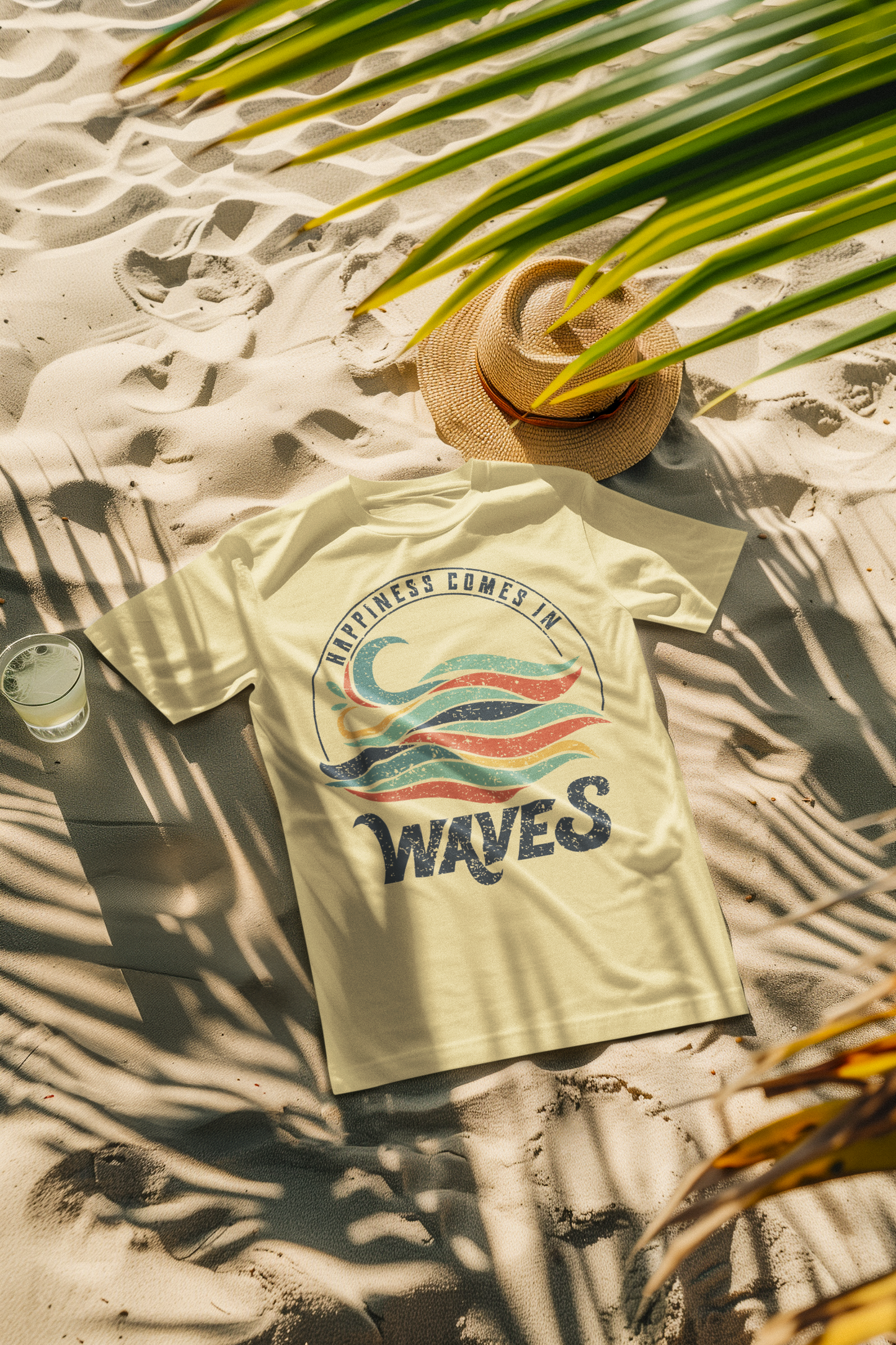 Happiness Comes in Waves Retro Comfort Colors T-Shirt