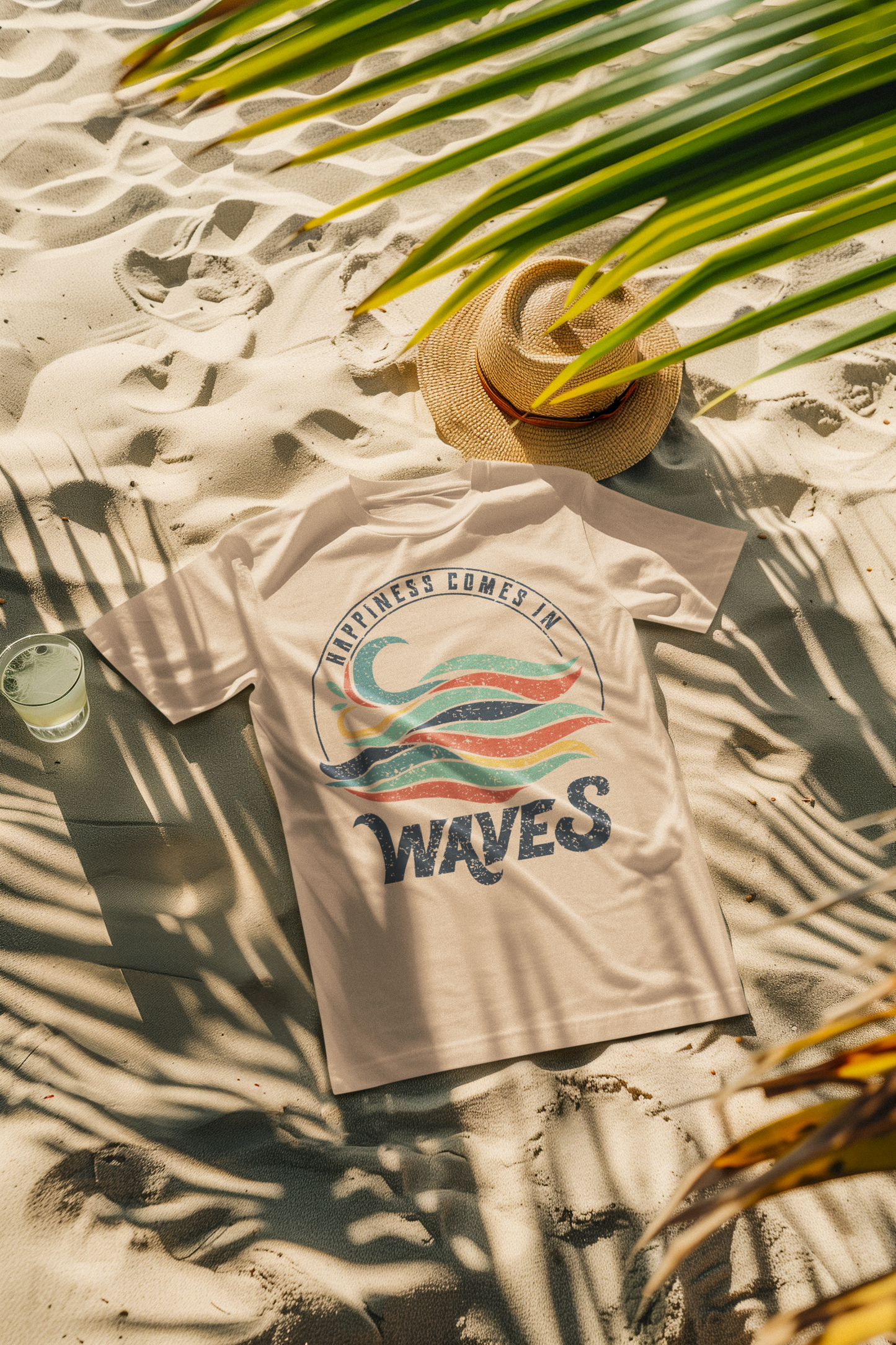 Happiness Comes in Waves Retro Comfort Colors T-Shirt