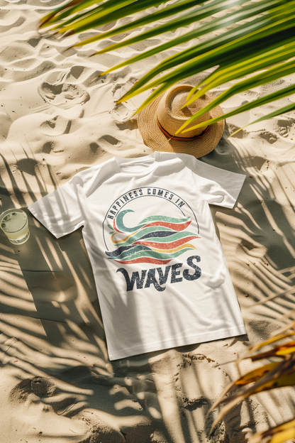 Happiness Comes in Waves Retro Comfort Colors T-Shirt