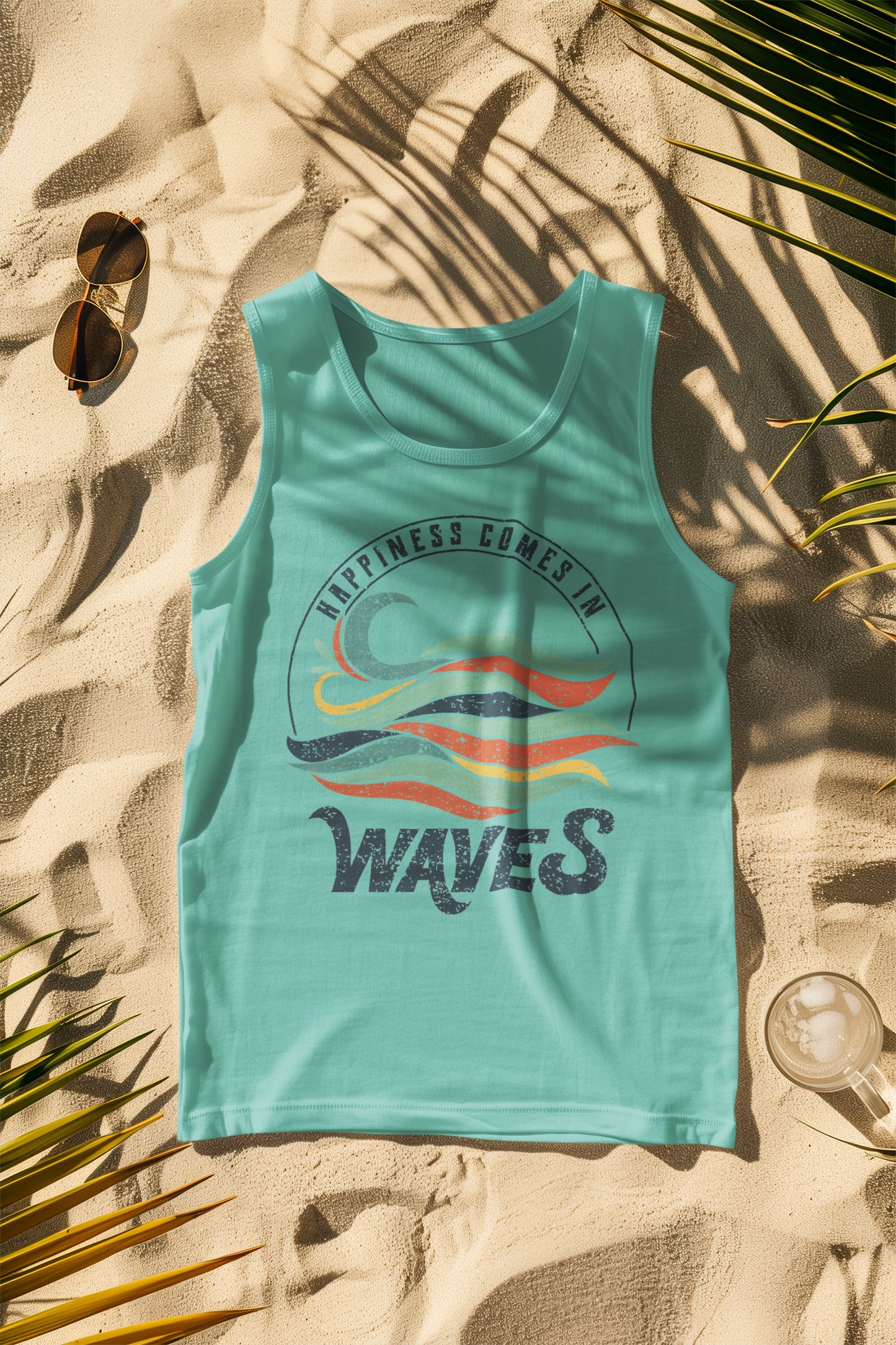 Happiness Comes in Waves Retro Comfort Colors Tank Top