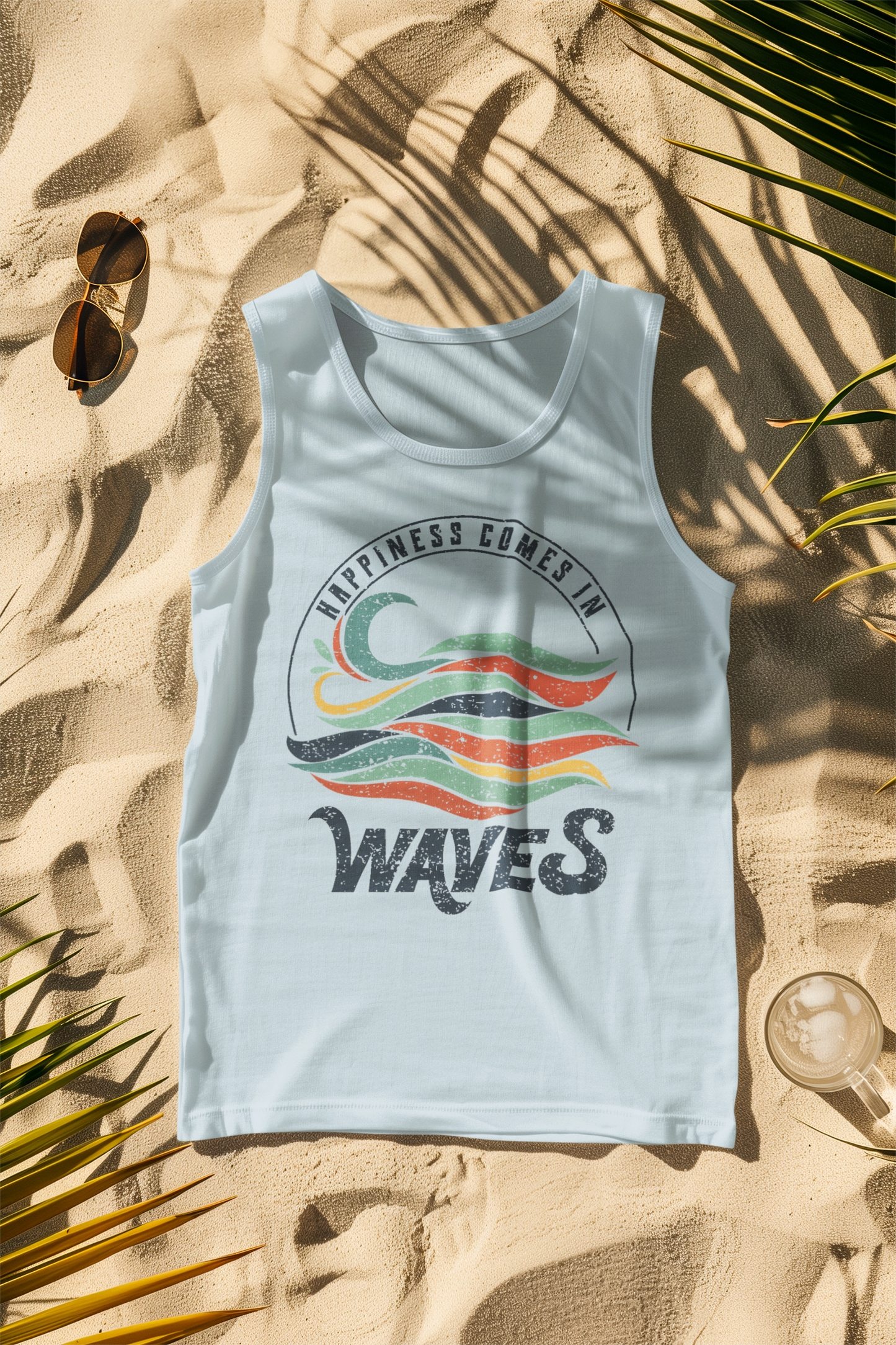Happiness Comes in Waves Retro Comfort Colors Tank Top
