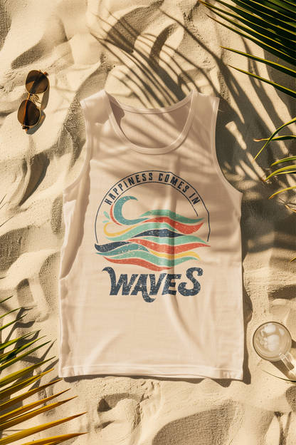 Happiness Comes in Waves Retro Comfort Colors Tank Top