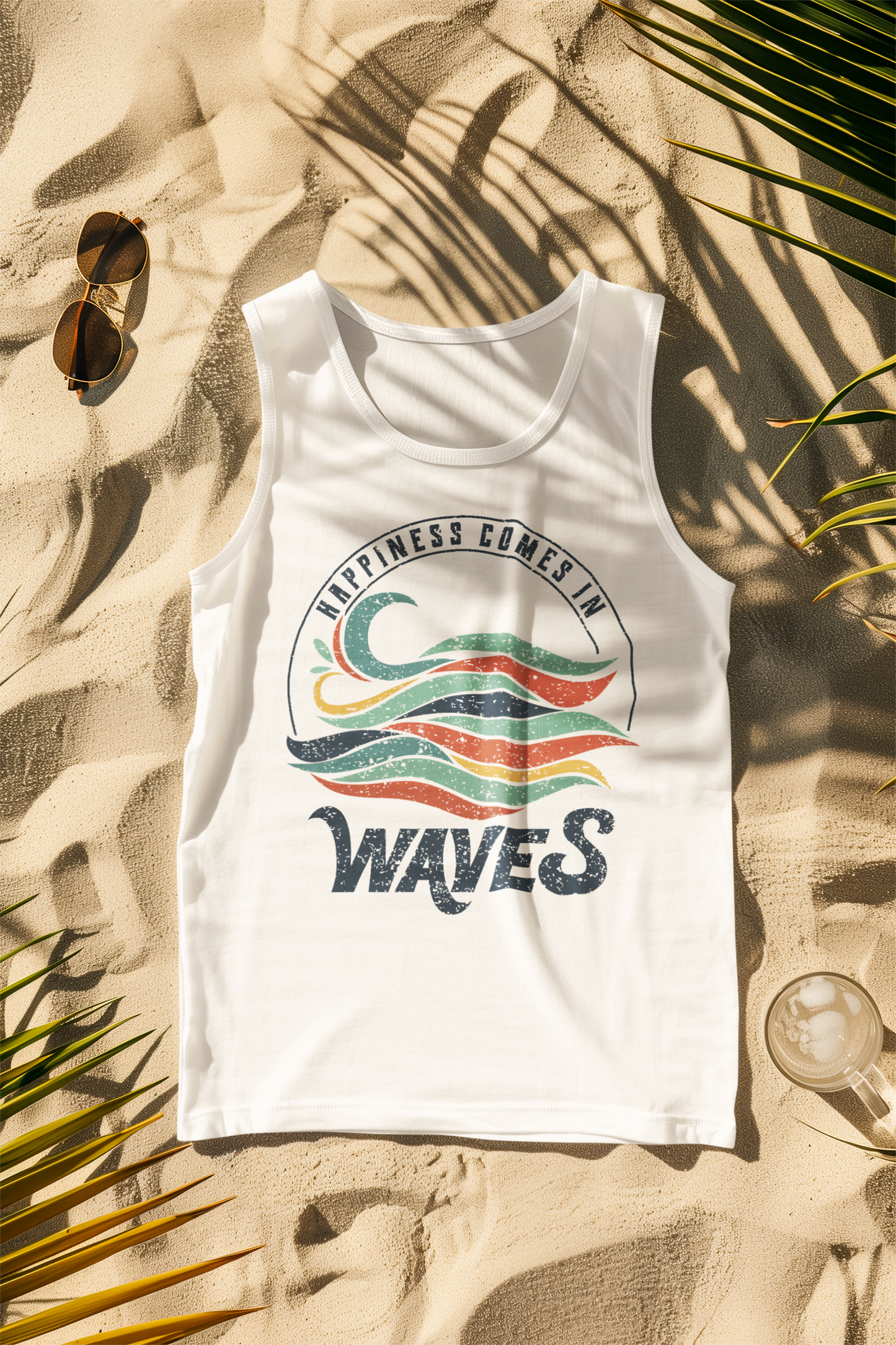 Happiness Comes in Waves Retro Comfort Colors Tank Top