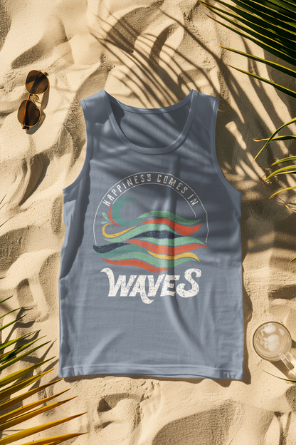Happiness Comes in Waves Retro Comfort Colors Tank Top