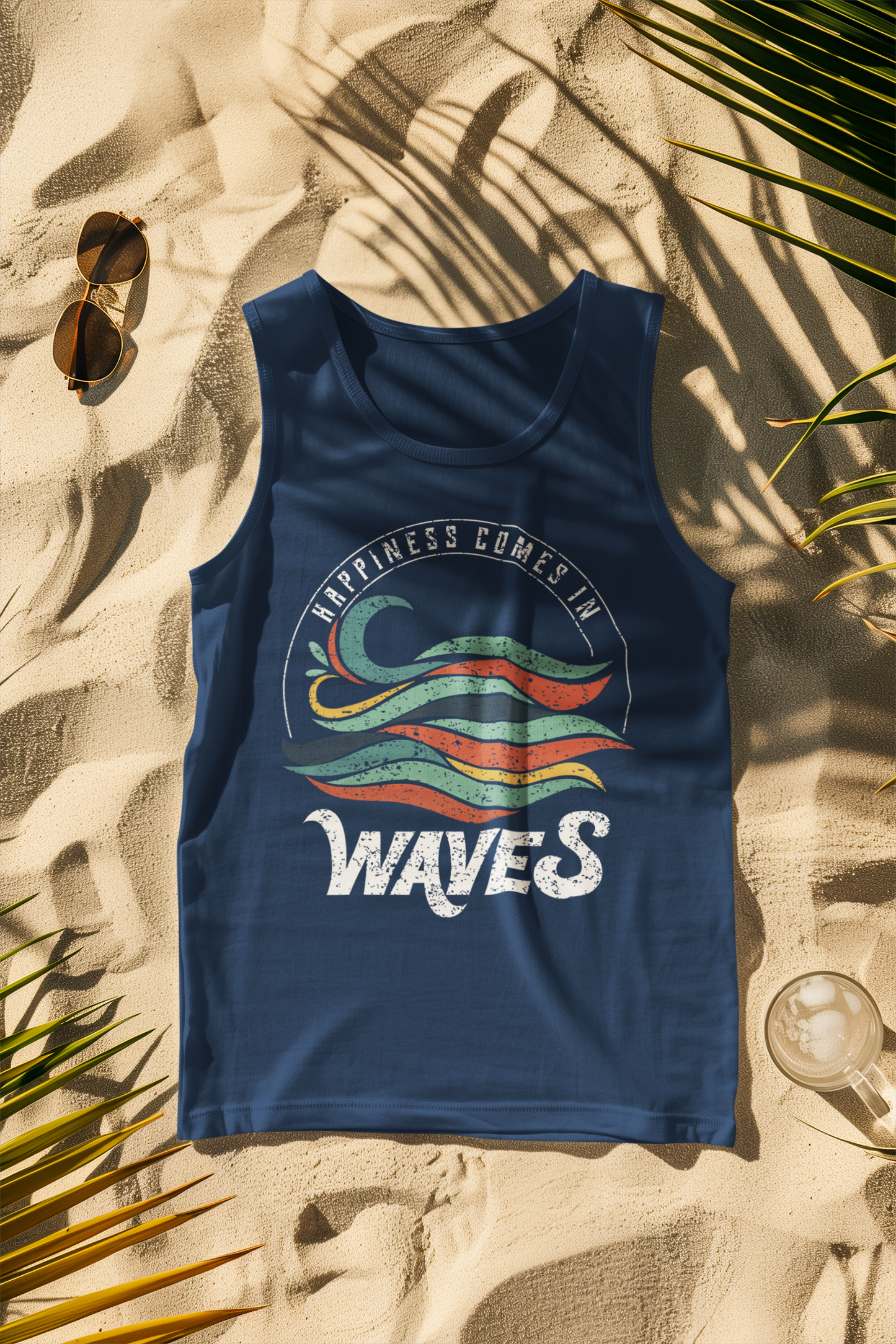 Happiness Comes in Waves Retro Comfort Colors Tank Top