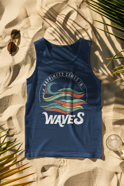 Happiness Comes in Waves Retro Comfort Colors Tank Top