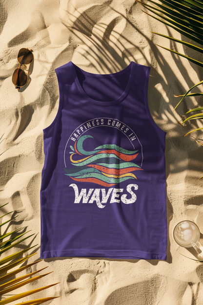 Happiness Comes in Waves Retro Comfort Colors Tank Top