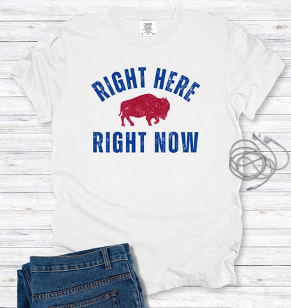 Right Here, Right Now Inspirational Quote Distressed T-shirt