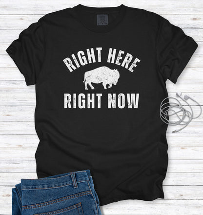 Right Here, Right Now Inspirational Quote Distressed T-shirt