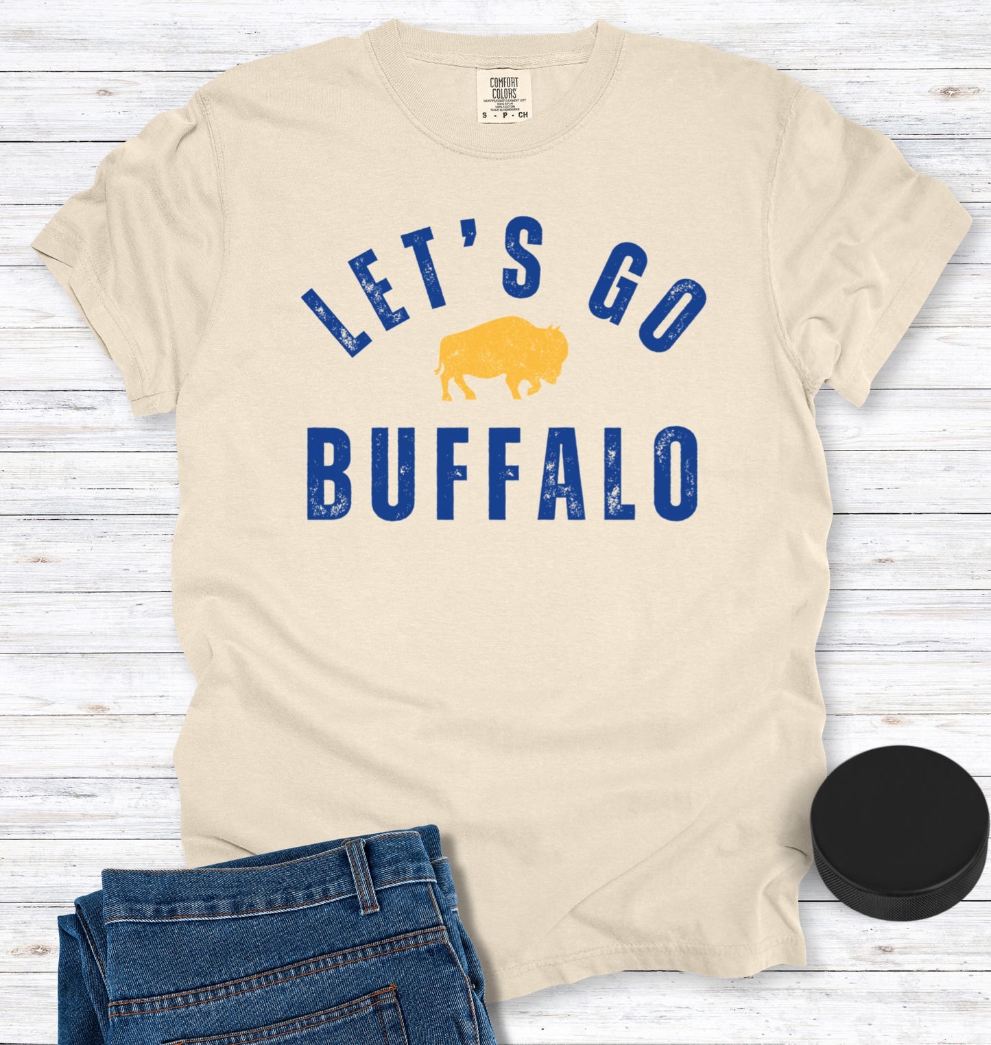 Vintage Distressed "Let's Go Buffalo" Hockey T-Shirt