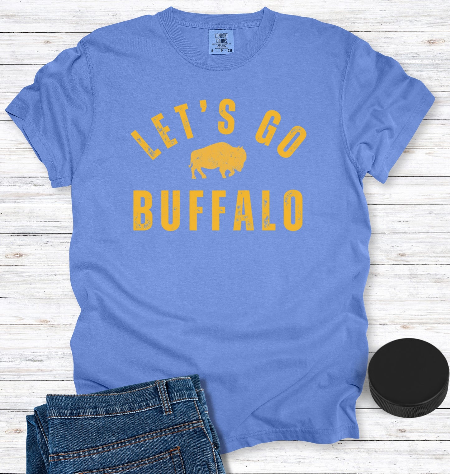 Vintage Distressed "Let's Go Buffalo" Hockey T-Shirt