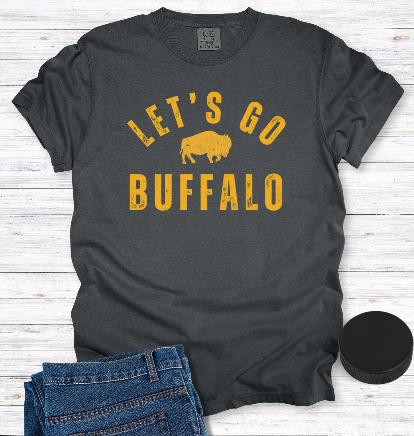 Vintage Distressed "Let's Go Buffalo" Hockey T-Shirt